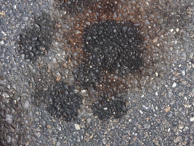 Grasa seca sobre asfalto