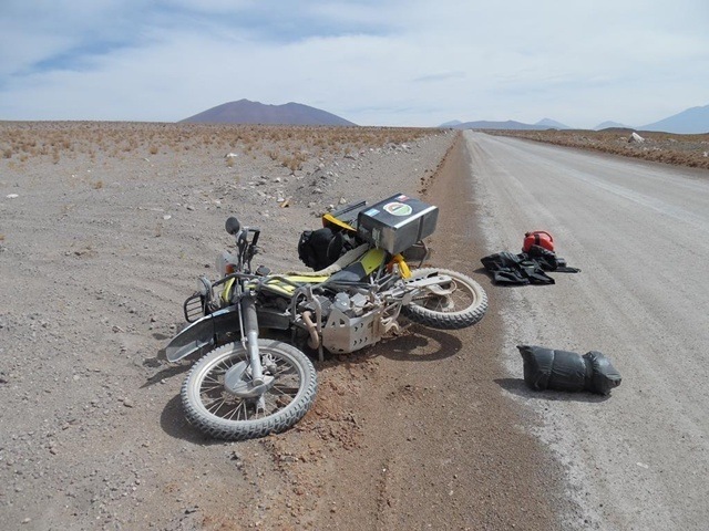 El Viento en moto caida