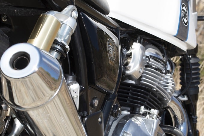 Detalle del escape de la Royal Enfield Continental GT 650. Detalle del escape de la Royal Enfield Continental GT 650.