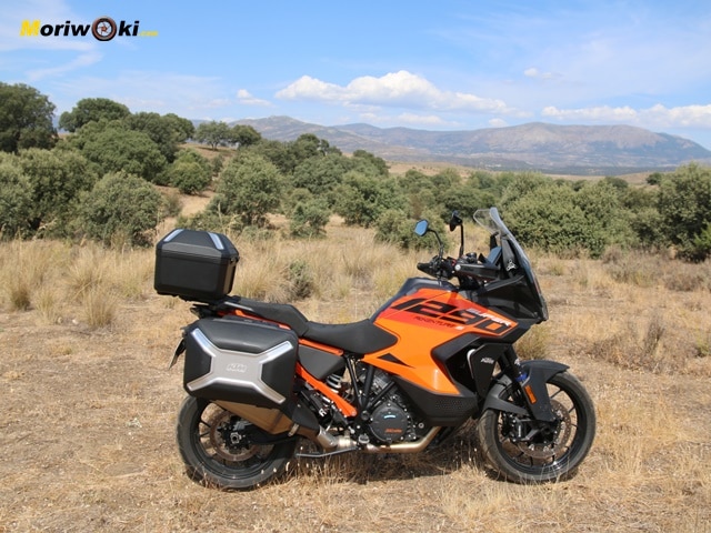 Prueba KTM 1290 Super Adventure S 2023 planta en el campo maletas